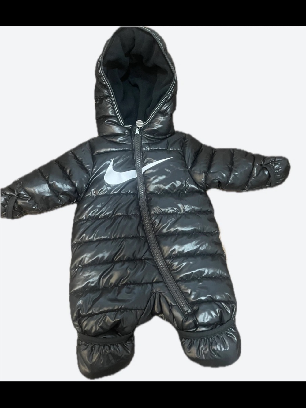 Nike Black Puffer Infant One-Piece Snowsuit with Hood